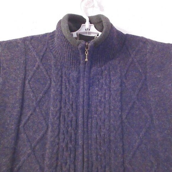 Aran Woolen Mills Cardigan Sweater Size L Cable Knit Fisherman Jumper Pockets - Picture 4 of 12